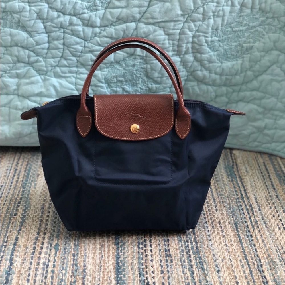 Short handle Navy Longchamp Le Pliage